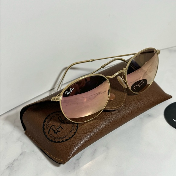 Ray-Ban Round Aviator Sunglasses, Pink Lenses, With Case! - Picture 2 of 4